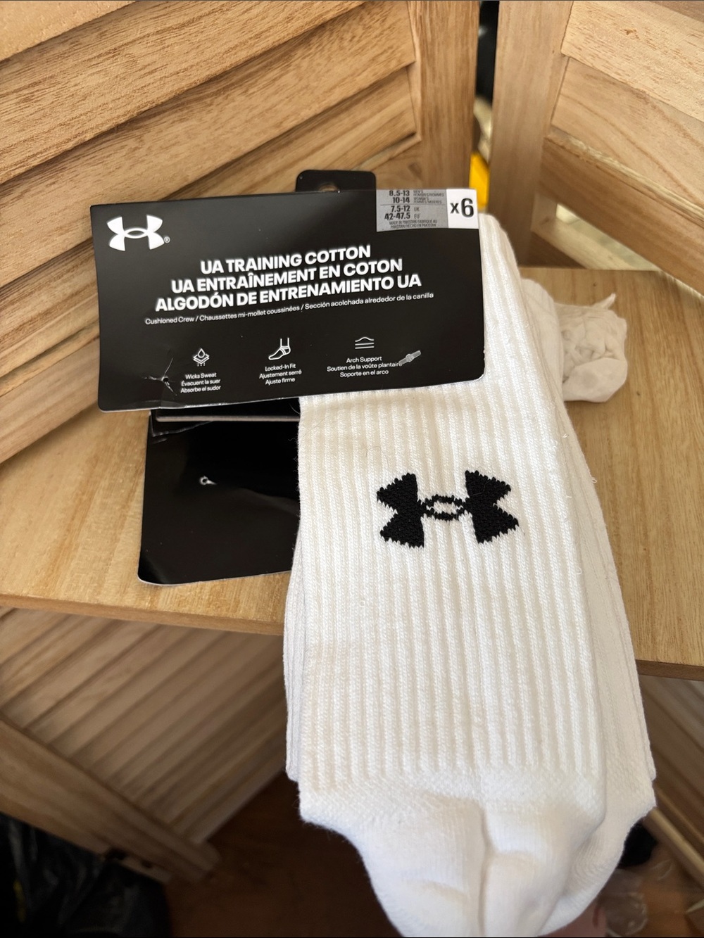 Under Armour White Crew Athletic Socks with Black Logo (3 Pack)